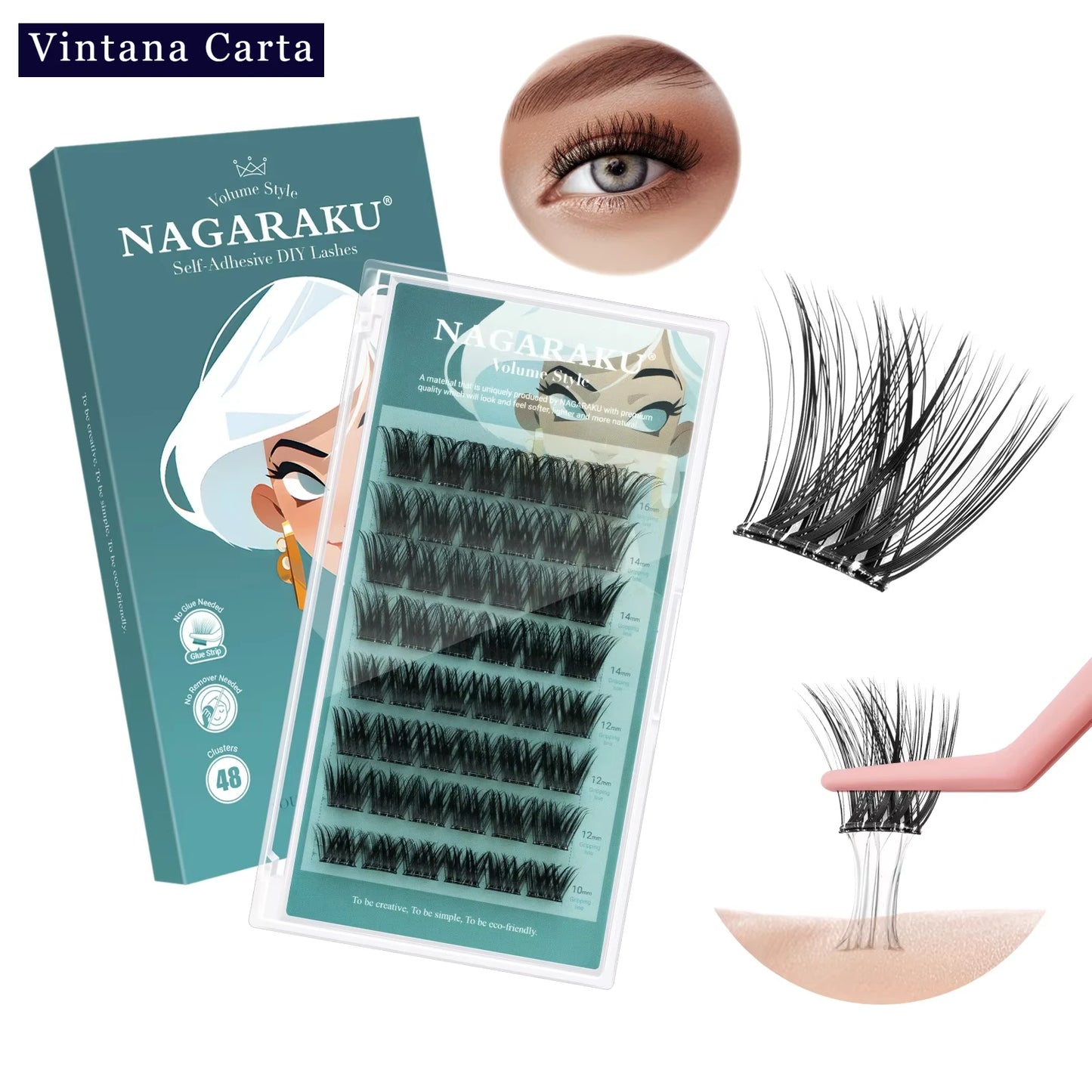 48 Individual Cluster eyelashes, no glue needed